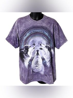 Vintage 2002 The Mountain Three Wolf Moon Tie Dye T Shirt Purple L